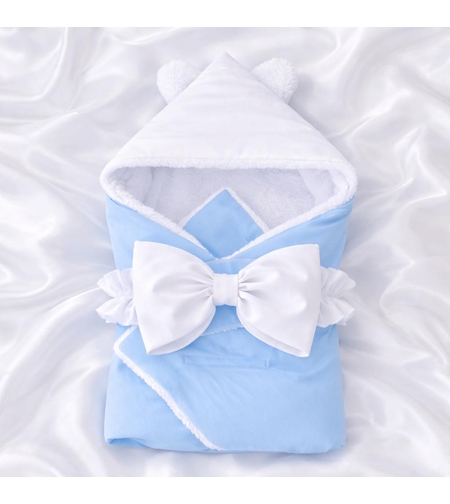 порт бебе с качулка синьо бяла панделка