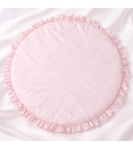 меко кръгло килимче за бебе нежно розово