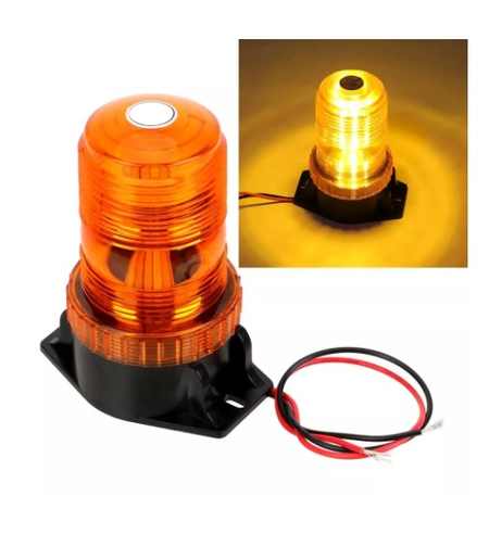LED Лед Сигнална Аварийна Лампа Маяк Буркан 130mm x 74mm, 12V - 24V, 30 SMD Диода За Трактор, Електрокар, Мотокар, Селскостопански Машини и др.