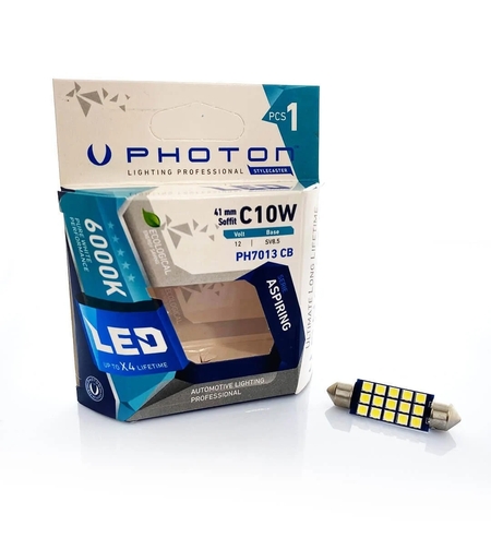 1 брой LED ЛЕД Крушка 15 SMD C10W 12V 41 mm Бяла Светлина 6000К Photon