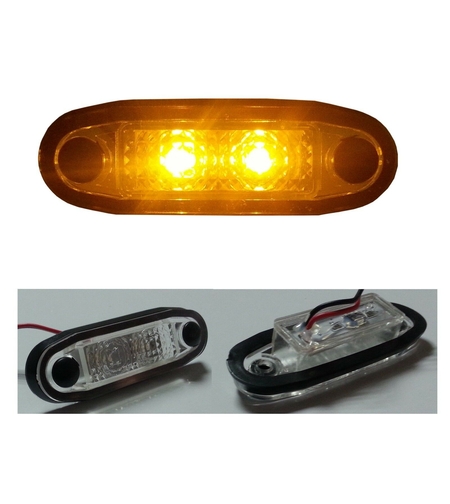 LED Светодиоден Габарит, Маркер, Токос, С Гума, Жълт Оранжев Цвят, Овален, Е-Mark, 12V, 7,5 см