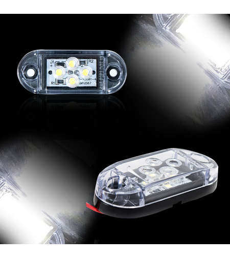 Бял LED Габарит, Маркер, 4 SMD Диода - 12V