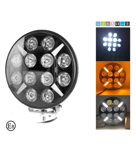 LED Диоден Халоген Фар Бял Оранжев Габарит offroad 4x4 Ø 180 мм 12V 24V 12 Диода за джип камион трактор багер