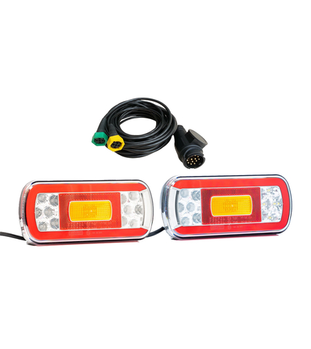Комплект LED Светодиодни Стопове, С Букса и Окабеляване, Ляв и Десен, 6 Функции, Е-Мark, 12V-24V