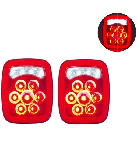 Комплект от 2 броя LED ЛЕД Диодни стопове стоп задна светлина 12V с Неон Neon ефект за камион бус ТИР ремарке каравана 166 x 142 mm