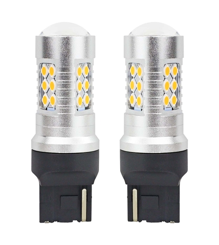 Комплект от 2бр. LED Лед Диодни крушки T20 WY21W Canbus 3030 24SMD 12V-24V оранжева светлина