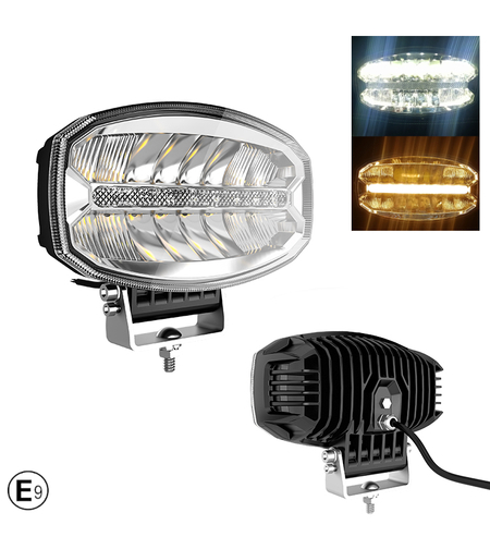 80W LED Лед Диоден Фар Халоген Лампа С Три Функции Неон Neon Ефект Бяло-Жълто / Оранжево 5800lm 12V - 24V E-Mark