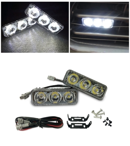 Комплект Предни Мощни 3 Led Лед Диодни Дневни Светлини 12V 3W НОВИ
