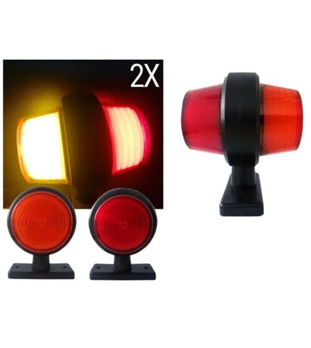 Комплект от 2 броя 12-24V висококачествени ЛЕД LED Диодни Странични Маркери, Рогчета, Светлини За Камион, Ремарке, Каравана, Кемпер АТВ и др., Неон Neon Ефект червено-оранжево