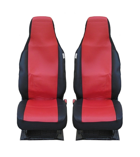Калъфи тапицерия за предни седалки за Toyota Aygo Citroen C1 Peugeot 107 VW Up Seat Mii Skoda Citigo, еко кожа червени