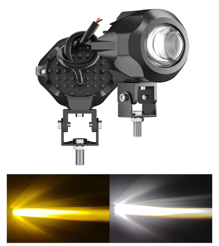 Универсален 20W Лед LED Халоген Фар Работна Лампа къси/дълги светлини бяла + жълта 9V - 60V за джип офроуд мотор мотоциклет