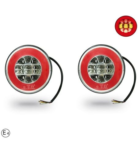 Комплект LED Светодиодни Стопове с Неон Ефект, Кръгли, Тип Хамбургер 12V-24V, E4, Ø14 см