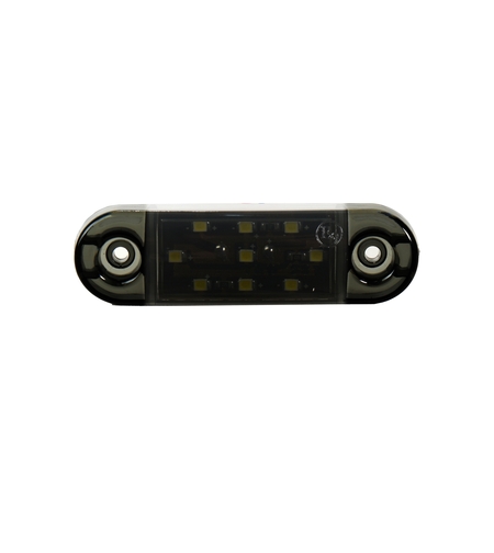 Опушен LED габарит маркер с 9 диода, Бял, 12V-24V, 20см кабел