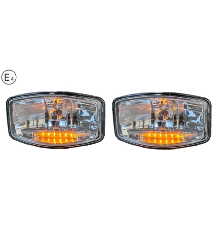 Комплект от 2 броя Халогени Фарове 12V-24V с крушка H7 + 6 ЖЪЛТИ LED габаритни светлини За Камион Трактор Багер Земеделски Машини и др.