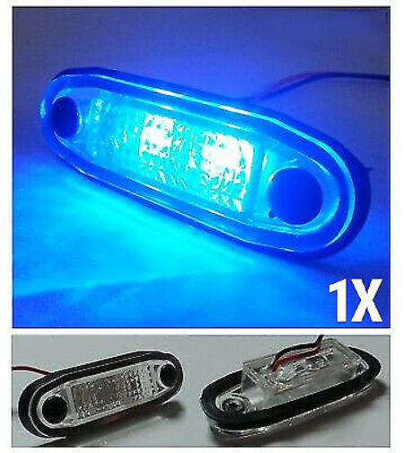 LED Светодиоден Габарит, Маркер, Токос, С Гума, Син Цвят, Овален, Е-Mark, 24V, 7,5 см