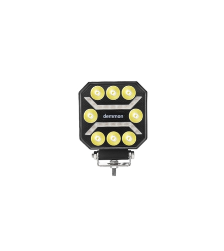 Универсална мощна LED ЛЕД диодна лампа халоген бяла светлина 27W 12V - 24V за камион трактор ролбар АТВ джип земеделски и селскостопански машини и др. 110 x 110 x 37 mm E-mark E9