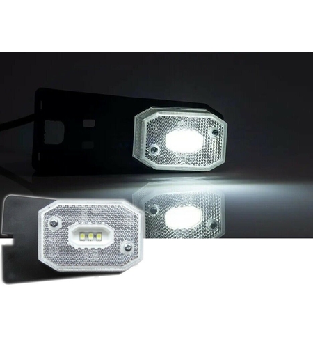 LED Лед Габарит със Стойка, Рефлектор, Бяла Светлина, Маркер, Токос, 12V - 24V, E-Mark E9, За Каравана, Кемпер и др.
