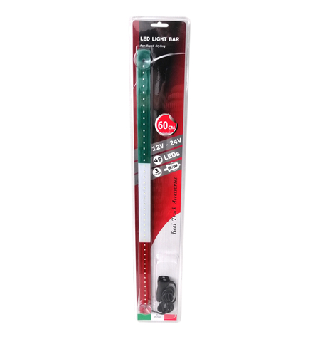 Светещ лед бар 60 cm 45 LED 12V - 24V зелено-бяло-червено IT Italy флаг знаме Италия