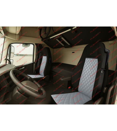 TAP1207SSGКомплект 1+1 тапицерия от еко кожа за VOLVO FH12 EURO 5 2006- 2015 - сиво-черно