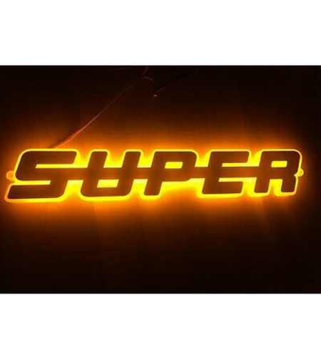 Светодиоден LED ЛЕД Надпис табела SUPER 24V оранжева светлина 40 x 7cm