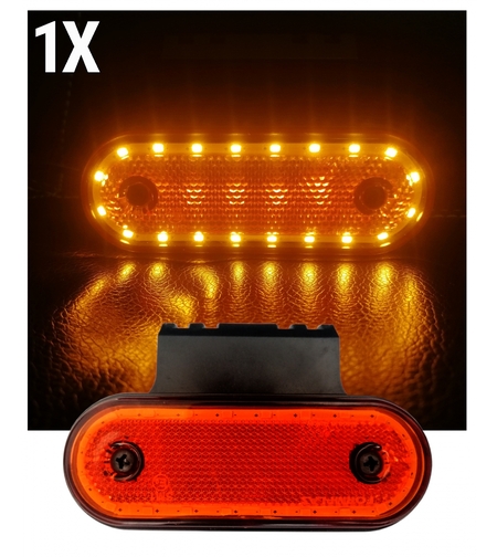 LED Диоден Габарит Маркер Токос Със Стойка Оранжев 20 Диода 12V - 24V За Камион Бус Ван Ремарке Каравана Платформа