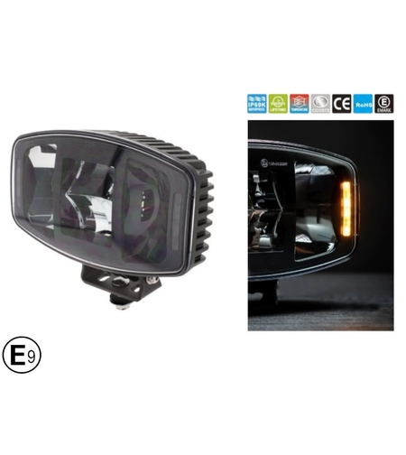 Универсален мощен LED ЛЕД 100W фар халоген лампа 12V - 24V с DRL/parking светлина бяло-жълто за АТВ джип камион трактор
