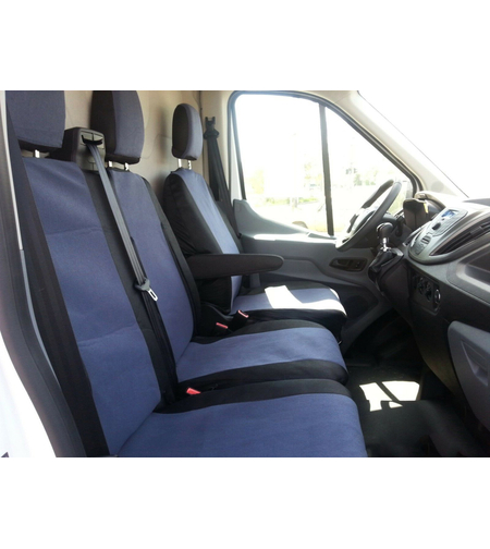 2+1 комплект калъфи / тапицерия - специално ушити за Ford Transit 2013+ - пасват перфектно - с отвор за барчето на двойната седалка - черно и сиво