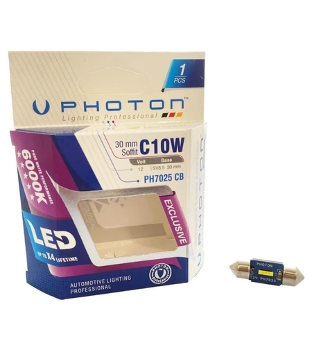 1 брой LED ЛЕД Крушка 1 SMD C10W 12V 30 mm Бяла Светлина 6000К Photon EXCLUSIVE серия Canbus без грешки