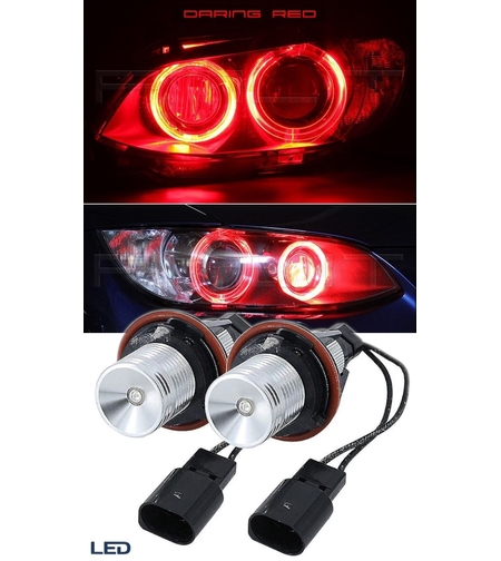 Комплект от 2 броя LED крушки Angel Eyes ангелски очи 12V-24V цвят червен за BMW с Canbus без грешки