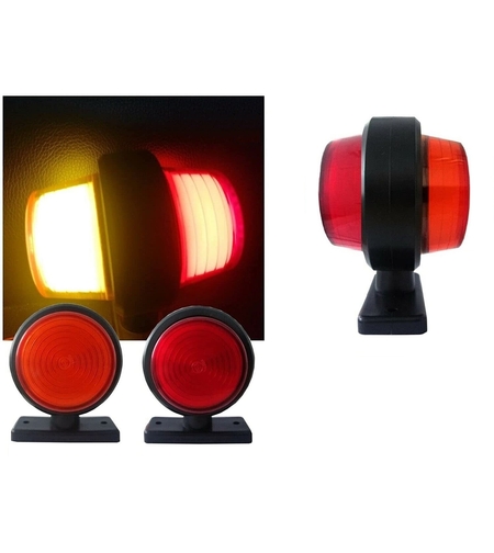 Комплект от 2 броя 12-24V ЛЕД LED Диодни Странични Маркери Рогчета Светлини неон ефект За Камион Ремарке Каравана Кемпер АТВ оранжево-червено 2X MAR949