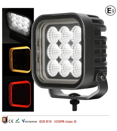 64W LED Халоген Бял, Разпръсната светлина с жълта и червена DRL светлина 12V-24V