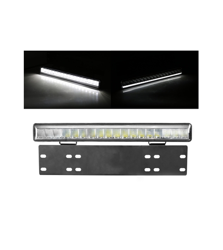 38см LED Лед Бар Със Стойка За Номер С Три Функции 55W, 4768lm, 12V - 24V E-Mark Подходящ За Автомобил, Бус, Камион, Селскостопански машини, Трактор, Комбайн, Агро Техника, Сеялка, Пръскачка, Джип, 4X4, Offroad, SUV