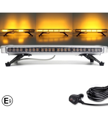 76.2 см 56 LED ЛЕД мощна аварийна диодна сигнална лампа блиц 12-24V 15 режима на работа жълта оранжева светлина E-Mark Е9 за пътна помощ платформа снегорин багер и др.