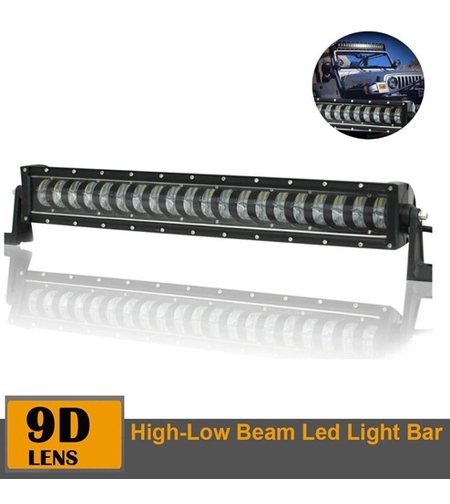 9D 63 СМ Led Bar Лед Бар Hi/Lo Kъси Дълги Водоустойчив Удароустойчив 12V 24V 12800 LМ 160W С Лупи Off-Road Лед Бар За Джип ATV