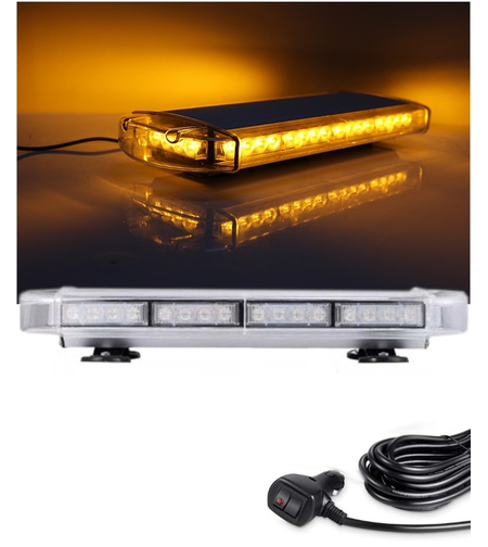 12V 24V Лед Led Диодна Мощна Аварийна Сигнална Лампа Буркан с Магнит 55см 10 режина Бяло Стъкло За Пътна Помощ Платформа Снегорин и др.