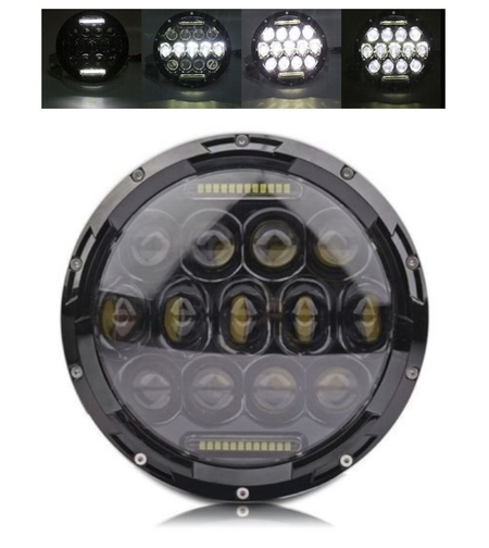 Универсален 7 инча 18см ЛЕД LED фар лампа халоген 12V-24V къси/дълги с DRL дневни светлини бяло 4000lm за АТВ джип мотоциклет камион трактор и др.