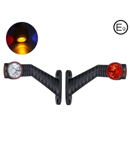 Комплект 2 броя LED Лед Габарит, Рогче, 17.5см, 12V-24V, 3 SMD Диода, Тройна Функция, Червена, Бяла, Жълта Светлина, 3D Светлинен Ефект