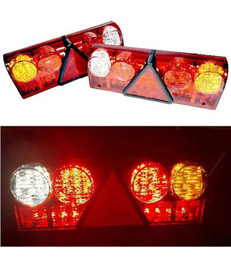 Комплект от 2 броя LED ЛЕД стопове мигач задна светлина 12v 24v за камион бус ТИР ремарке каравана 415 mm x 140 mm