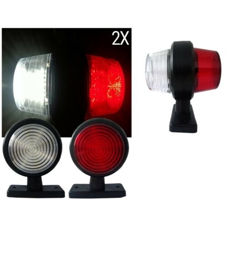 Комплект от 2 броя 12-24V ЛЕД LED Диодни Странични Маркери, Рогчета, Светлини За Камион, Ремарке, Каравана, Кемпер АТВ и др., бяло-червено