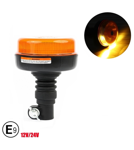 LED Лед Диодна Аварийна Сигнална Лампа Маяк Буркан 12/24V , Блиц, Slim, E-Mark, 12 Диода