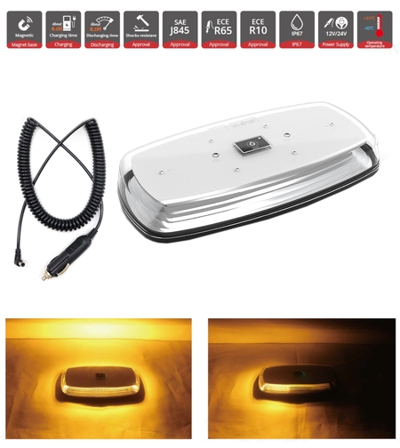Wireless Безжична Лед Led Блиц Аварийна Сигнална Лампа Маяк с презареждаща се батерия с магнит 12V - 24V за пътна помощ платформа агро техника и др.