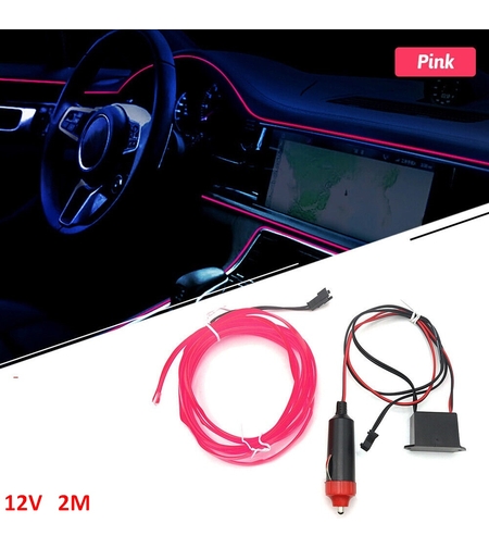 LED ЛЕД Диодна интериорна светеща лента за табло розова светлина 12V 2м амбиентно осветление