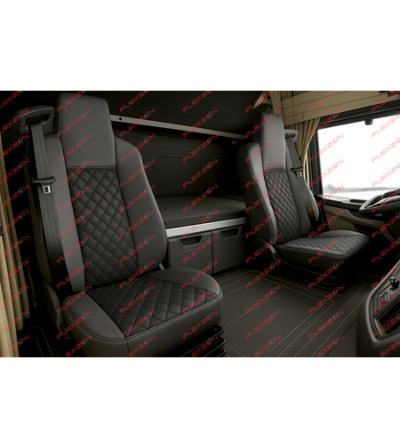Комплект 1+1 тапицерия от еко кожа за MAN TGX EURO 6 2021+ - черно