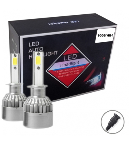 Комплект от 2броя LED ЛЕД диодни крушки за фар халоген HB4 ХБ4 12V 36W