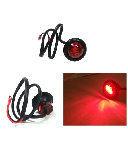 Червен LED Габарит, Тип Копче, Маркер, Токос - 24V