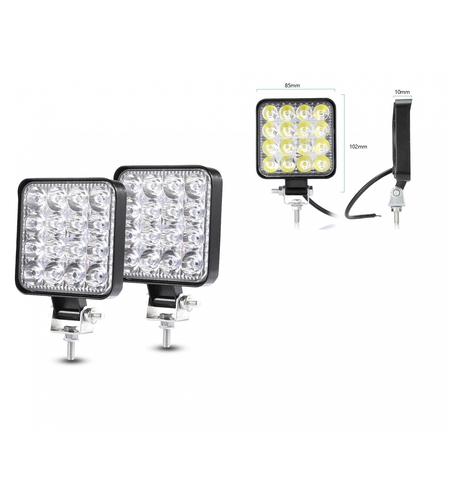 Комплект от 2бр. 48W Мини Лед LED Диоден Фар Халоген Дневни Светлини 12V - 24V за автомобил офроуд бус ван камион