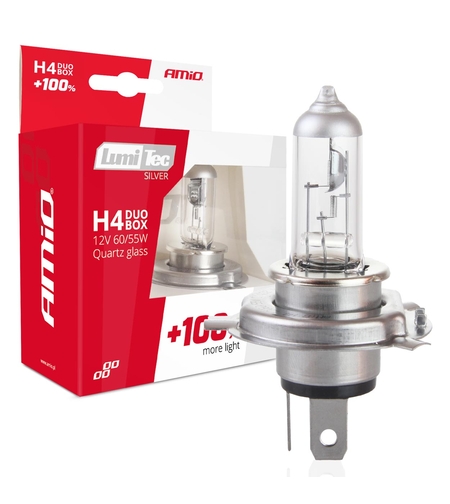 Комплект от 2бр. халогенни крушки H4 12V 60/55W LumiTec SILVER +100% бяла светлина
