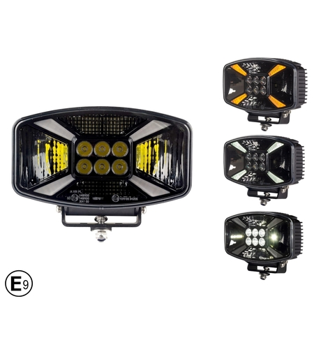 Универсален LED ЛЕД 140W диоден фар халоген лампа 12V - 24V с DRL/parking светлина бяло-жълто за АТВ джип камион трактор земеделски и селскостопански машини 247 x 141 x 83 mm