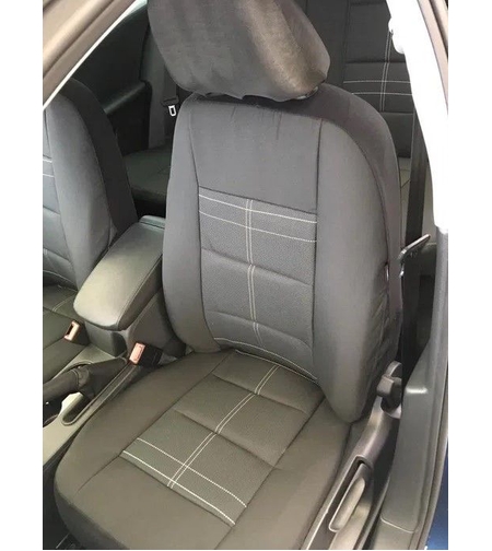 Калъфи за VW Touran, Sharan, Ford Galaxy, Citroen C8, Peugeot 307SW, Citroen C4 Grand Picasso, Peugeot 806, 807 - Черни с бял шев