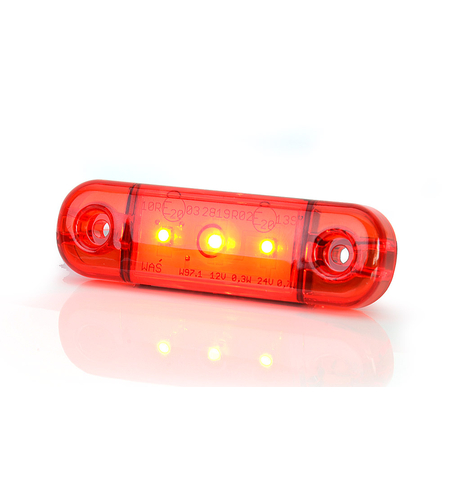 LED Светодиоден Габарит, Маркер, Токос, Червен, Е-Mark, 3 LED, 12V-24V, 8,4 см